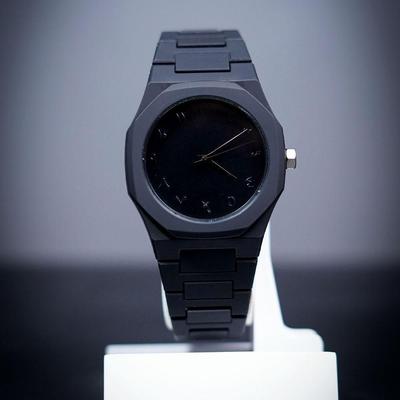 Men's Carbon Fiber Black Arabic Aura Watch