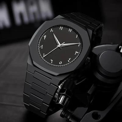 Men's Carbon Fiber Black Arabic Aura Watch
