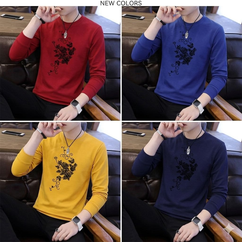 Casual Summer Wear Printed Full sleeve round neck T shirt for Men/Boys