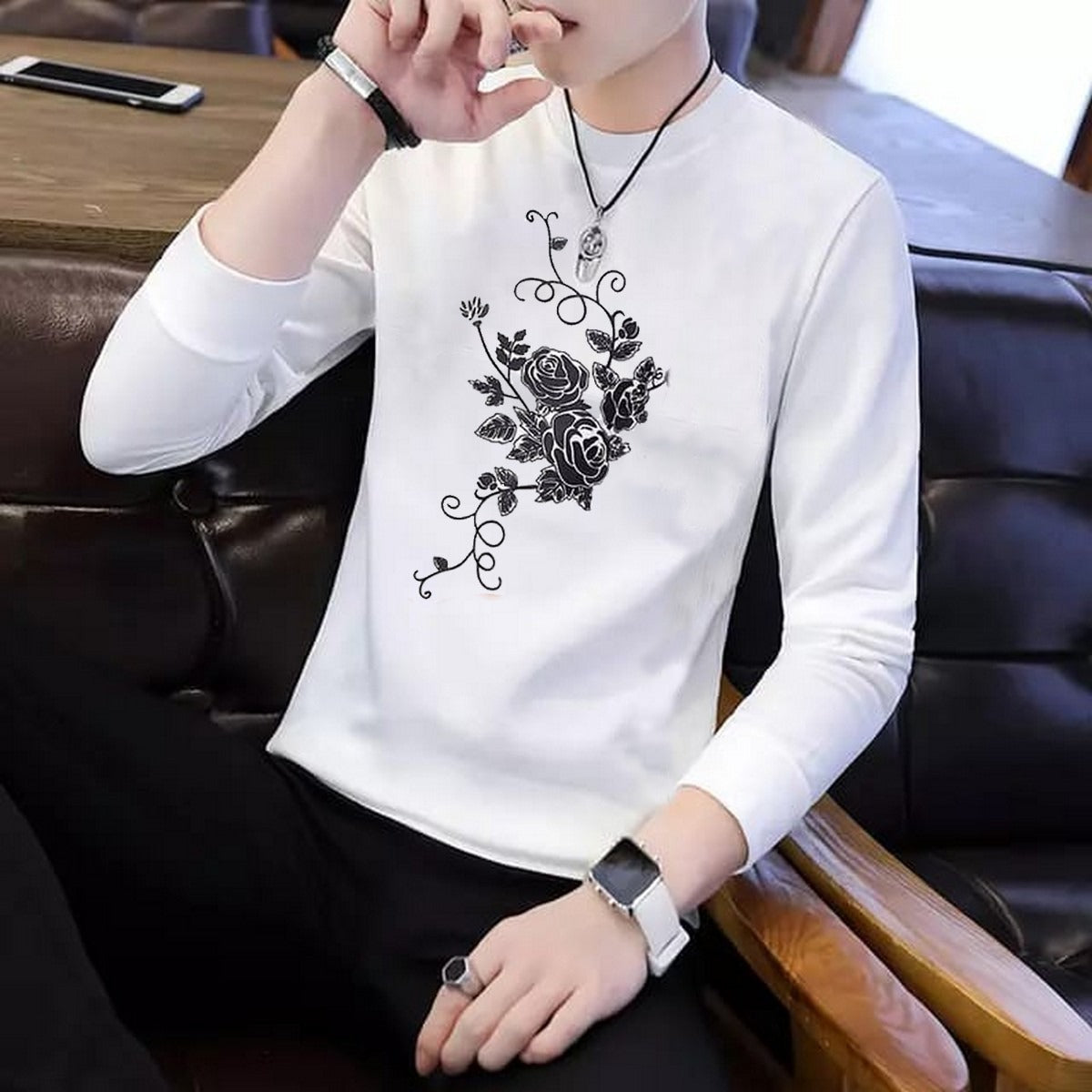 Casual Summer Wear Printed Full sleeve round neck T shirt for Men/Boys